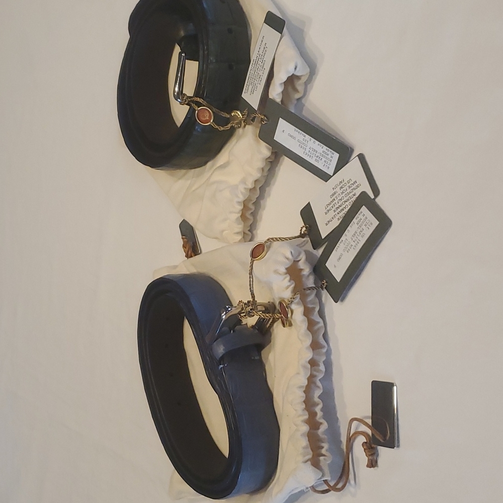 Loro Piana size 48 caiman leather belt lot of two